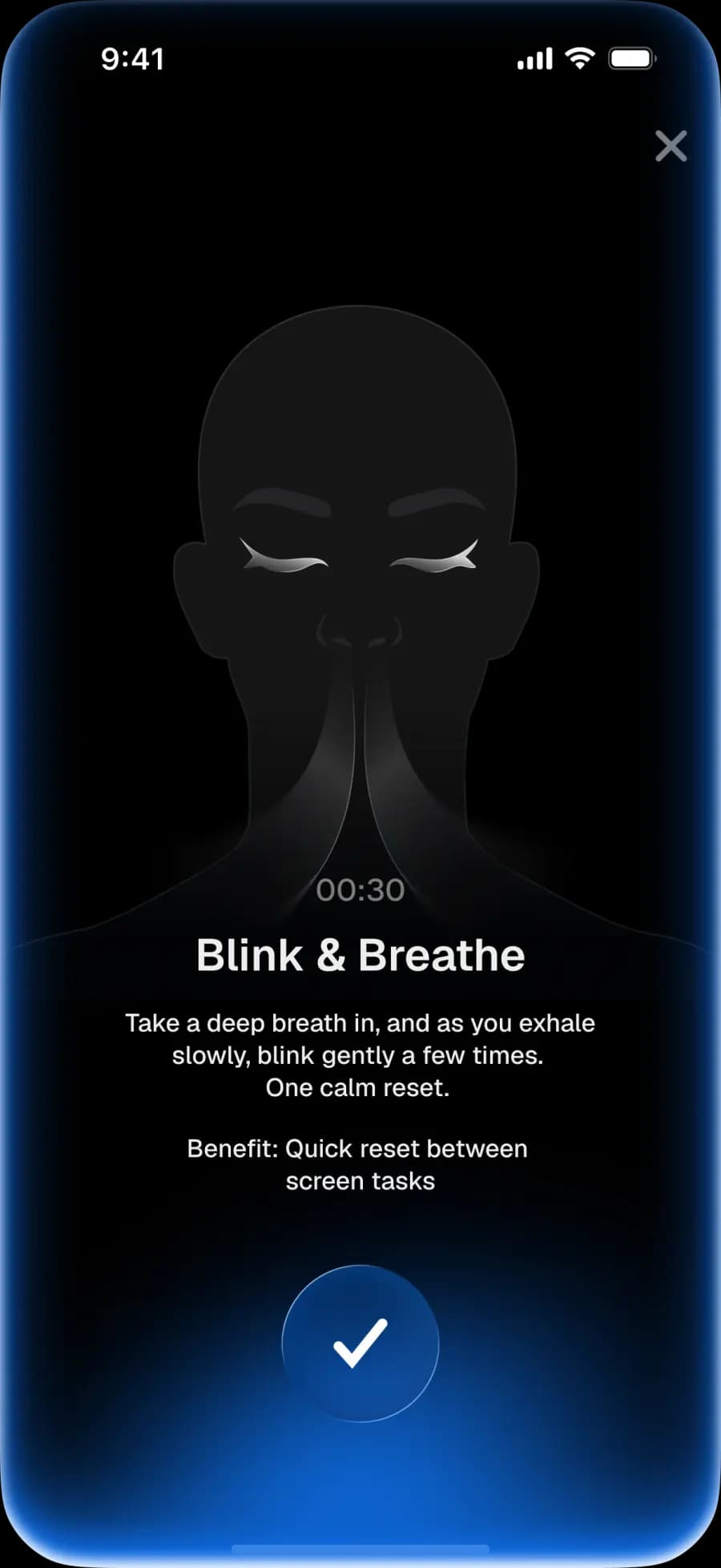 Blink & Breathe screen in Eye Well